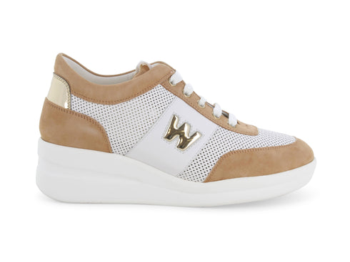 Melluso Donna Scarpe Stringate con Zeppa tomaia Pelle microfori bianca R20233D-227603